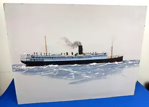 Vintage Gemälde - Ozeandampfer Dampfschiff auf Masonit ~ signiert BRANK 24x18 - Bild 1 von 13