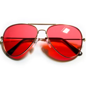AVIATOR STYLE RED LENS MEN WOMEN SUNGLASSES SILVER METAL FRAME SHADES UVB UVA - Picture 1 of 11