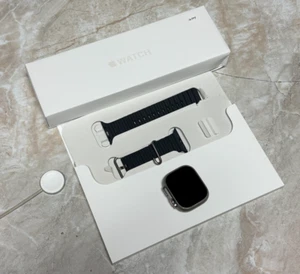 Apple Watch Ultra 49mm Titanium Case with Midnight Ocean Band #16399 - Picture 1 of 4