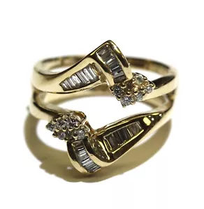 14k yellow gold .31ct VS1 G diamond bridal jacket 4.4g estate wedding band 4 - Foto 1 di 7