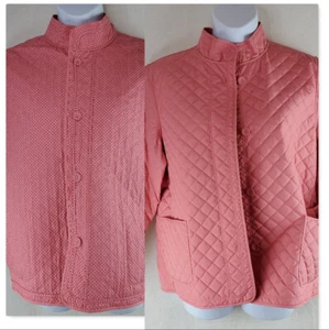 Womens Jacket XL Reversible Quilted Coral Pink White Polka Dot Charter Club - Picture 1 of 12