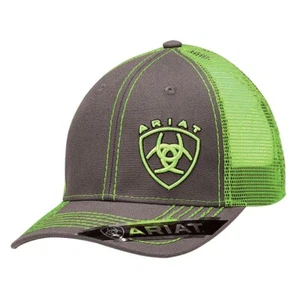 Ariat Mens Ball Cap Grey Lime Green mesh Snapback OSFA 1595123 - Picture 1 of 1