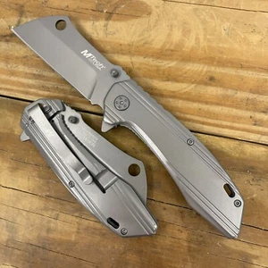 MTech USA Gray Tinite Coated Cleaver Spring Assisted Stainless Pocket Knife - Picture 1 of 7