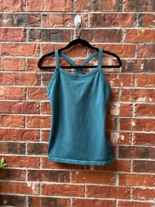 Lululemon 8 verde azulado sin mangas espalda deportiva tanque malla panel bolsillo - Imagen 1 de 8