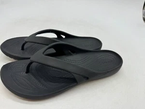 Crocs Kadee II Flip Flop Sandals Women's Black Rubber Slip-On Comfort Thong - 7 - Picture 1 of 3