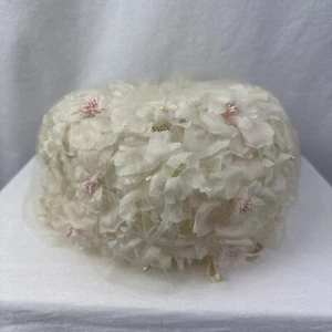 Vintage Damen Hut Richard Original Blumen Tüll Rosa Elfenbein Union Made USA - Bild 1 von 5