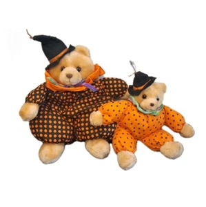 Vintage Russ Luv Pets "Boo" & "Baby Boo" Halloween PJs Witch Hat Mini Plush Toys - Picture 1 of 10
