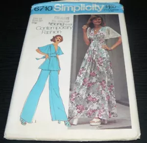 Vintage 1970s Simplicity Pattern #6710 BOHO V Neck Dress Tunic Pants Sz 14 Uncut - Imagen 1 de 2
