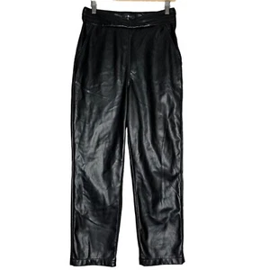 7 For All Mankind Kunstlederhose Damen M schwarz veganes Leder beschichtet Jogger " - Bild 1 von 15