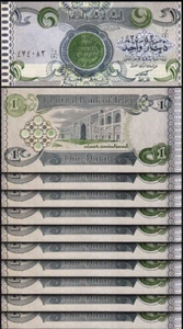 Iraq 1 Dinar 1992, UNC, 10 PCS LOT, P-79 - Picture 1 of 5