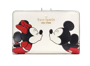 NWT $229 Disney x Kate Spade Minnie & Mickey Mouse Medium Compact Bifold Wallet - Picture 1 of 3