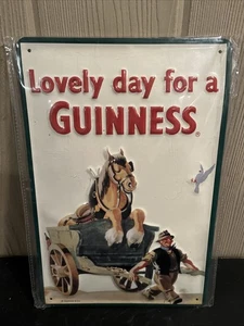 Schöner Tag für ein Guinness Ale Bier Pferd im Wagen Metall Blech Bar Schild 12x8" - Bild 1 von 18