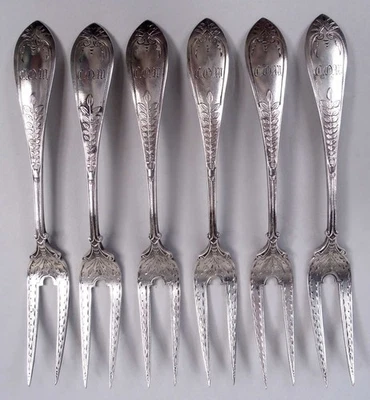 Horquillas de palma Gorham antiguas estéticas bayas fresas plata esterlina americana Foto 1 de 4