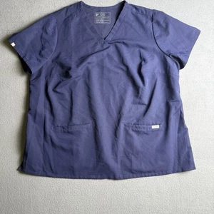 FIGS 3XL Navy Blue Catarina Scrub Top Pocket Short Sleeve Medical Hospital Nurse - Picture 1 of 8