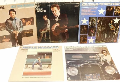 5 vintage Merle Haggard LP's Foto 1 de 2