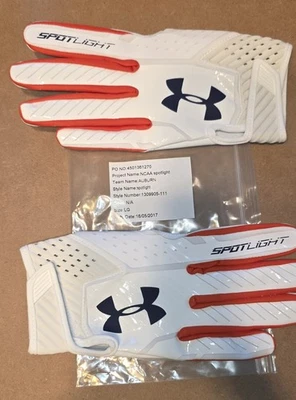 Auburn University Under Armour Team Issued Spotlight Football Gloves Size Large - Image 1 of 3