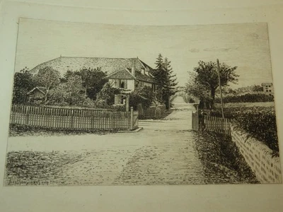 P. TEYSSONNIERES 1834-1912 EAU FORTE ORIGINAL CHATEAU COPPET VAUD SUISSE 1880 f - Bild 1 von 4