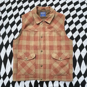 Pendleton Wool Zip Up Vest Plaid Mens Size Large Western Hunting Insulated - Picture 1 of 9