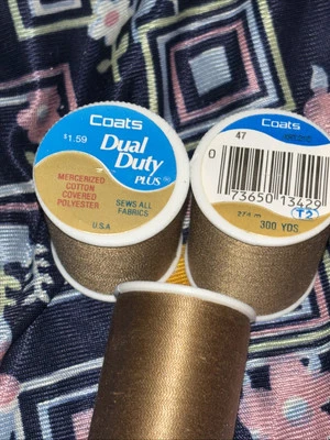 3 Lot New J&P Coats Dual Duty Cafe Beige #47 All Fabrics Thread 300 Yd Ea - Image 1 of 4