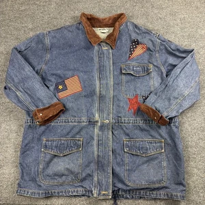 Chaqueta Haiks Para Mujer 3XL Denim Tareas de Granero Patchwork Bordado Cuello Marrón EE. UU. - Imagen 1 de 8
