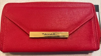 Новый с Ярлыками Tahari передний карман красный устроитель молнии вокруг бумажник/браслет розничной $60 новый - Изображение 1 из 4