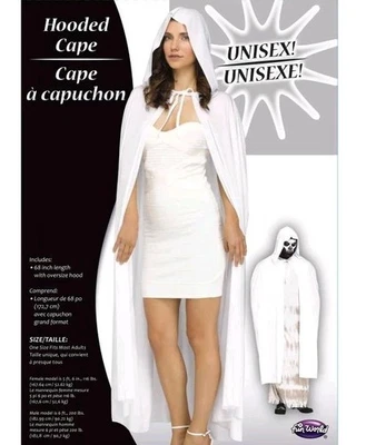Fun World Capa con Capucha Blanca Adulto Unisex Halloween Disfraz Accesorio Foto 1 de 3
