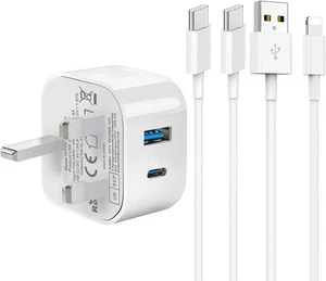 Cable cargador rápido USB C + cable USB y enchufe para iPad Pro 12.9 11 13 pulgadas M4 2024 - Imagen 1 de 7