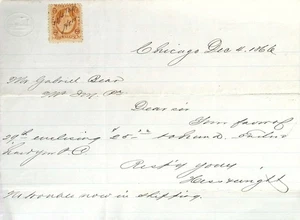 Antiker handgeschriebener Brief von 1866 mit Umsatzmarke - Chicago datiert - Bürgerkriegszeit - Bild 1 von 3