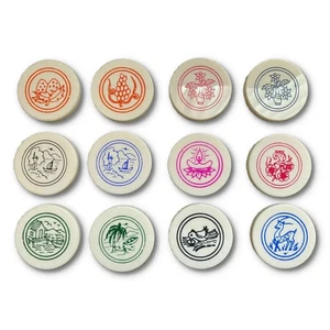 4 Pcs Designer Carrom Carom Board Coins Plastic Striker Flicker Random Design - Picture 1 of 11