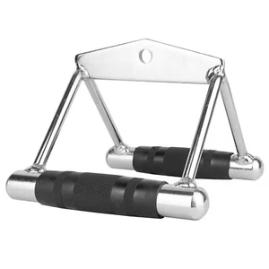 Double Seated V Row Close Grip Handle Multi Gym Cable Attachment Bar Twin Lat - Picture 1 of 13