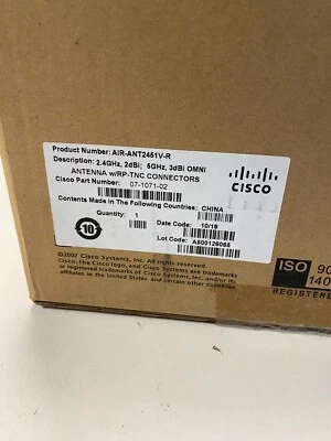 New OEM Sealed CISCO (AIR-ANT2451V-R=) 2.4 GHz 3dBi, 5 GHz 3.5dBi Omni Antenna - Image 1 of 2