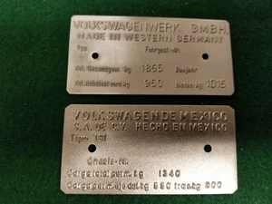 VW Built in Mexico or Germany Bug - Thing - Bus Data Plate stamped CHOICE - Picture 1 of 6