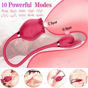 Rose Clit Sucking Vibrator G-spot Dildo Strong Sucker Sex Toys for Women Couple - Picture 1 of 13