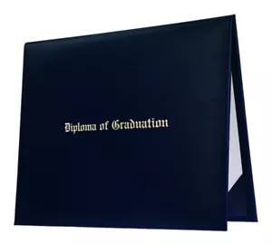 Navy Blue Imprinted Diploma Cover - High School Diploma Covers - Picture 1 of 4