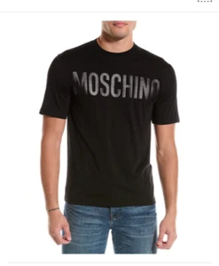 NWT Moschino XS Cotton Knitwear Logo T-Shirt Print Classic Men Black Size 46 - Picture 1 of 3