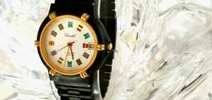 Raro Alfaex Swiss Damas Negro/Dorado Acero Inoxidable Fecha Esfera Blanca Esfera Negra 339) - Imagen 1 de 12