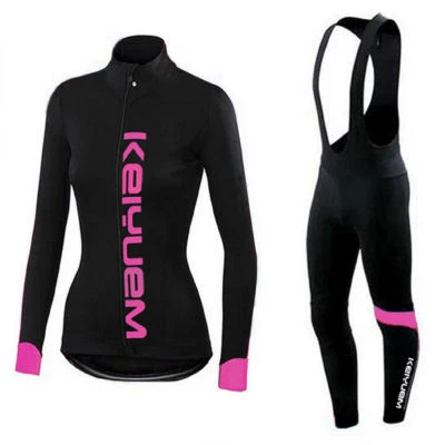 Conjunto ajustado babero acolchado jersey manga larga ropa ciclismo bicicleta para mujer Foto 1 de 4