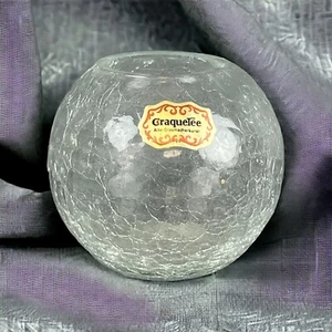 Crackle Glass Vintage 60's Craquetee Bowl Mid Century Modern West Germany - Imagen 1 de 9