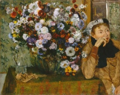 Edgar Degas Mujer Sentada Junto a un Jarrón de Flores Impresión sobre Lienzo 8x10 Arte Decoración Foto 1 de 2