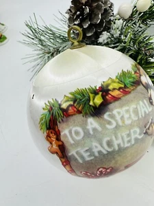 Hallmark Unbreakable Special Teacher 1979 Satin Ornament QX213-9 Tree Trimmer - Picture 1 of 6