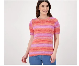 Isaac Mizrahi Live! Space Dye Boat Neck Sweater Pink NEW size Small - Picture 1 of 1