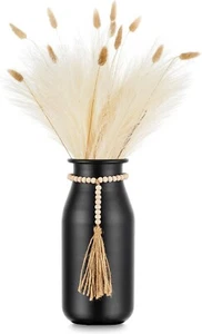 Sziqiqi Black Decorative Flower Vase Boho Vase with Bead Strings 23cm - Picture 1 of 8
