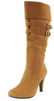 Nuevos zapatos de mujer caña alta hasta la rodilla bota gamuza como cremallera lateral bronceado informal Foto 1 de 4