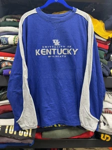 Vintage 1990s University Of Kentucky Long Sleeve Embroidery Varsity Shirt Blue - Picture 1 of 10