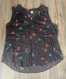 Blusa sin mangas Old Navy para mujer - negra roja floral XL - Imagen 1 de 6