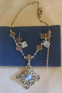 Silberfarben Blau/Aqua Opake Stein Halskette & Ohrring Set, Avon - Bild 1 von 7