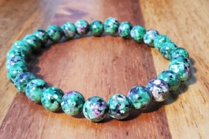 Pulsera Rubí Zoisita Piedras Preciosas Terapéuticas 6mm - Imagen 1 de 4