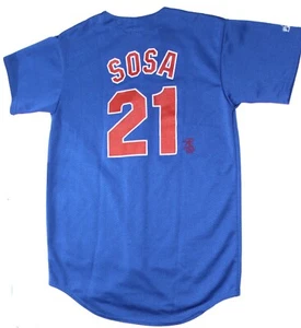 SAMMY SOSA 21 Majestic USA Chicago Cubs maglia blu donna grande L - Foto 1 di 2