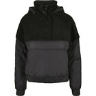 Urban Classics Ladies Sherpa Mix Pull Over Jacket Jacke Half Zip Kunstpelz Black