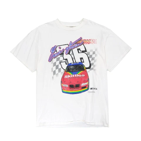 Vintage Ernie Irvan Skittles Racing T-Shirt Size XL White 1998 90s NASCAR Cover